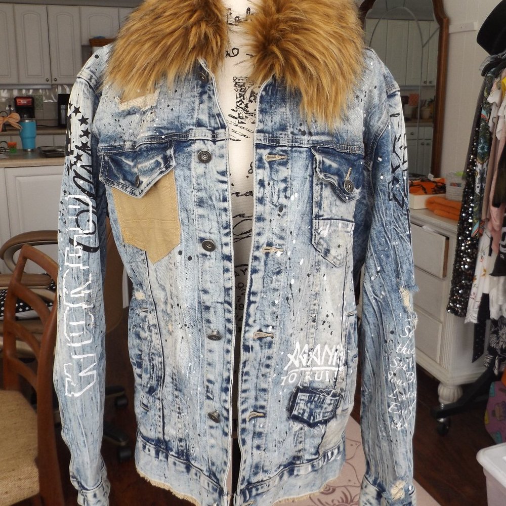 Smoke Rise DNM Co. Stretch Denim Jacket w/ Removable Faux Fur Collar